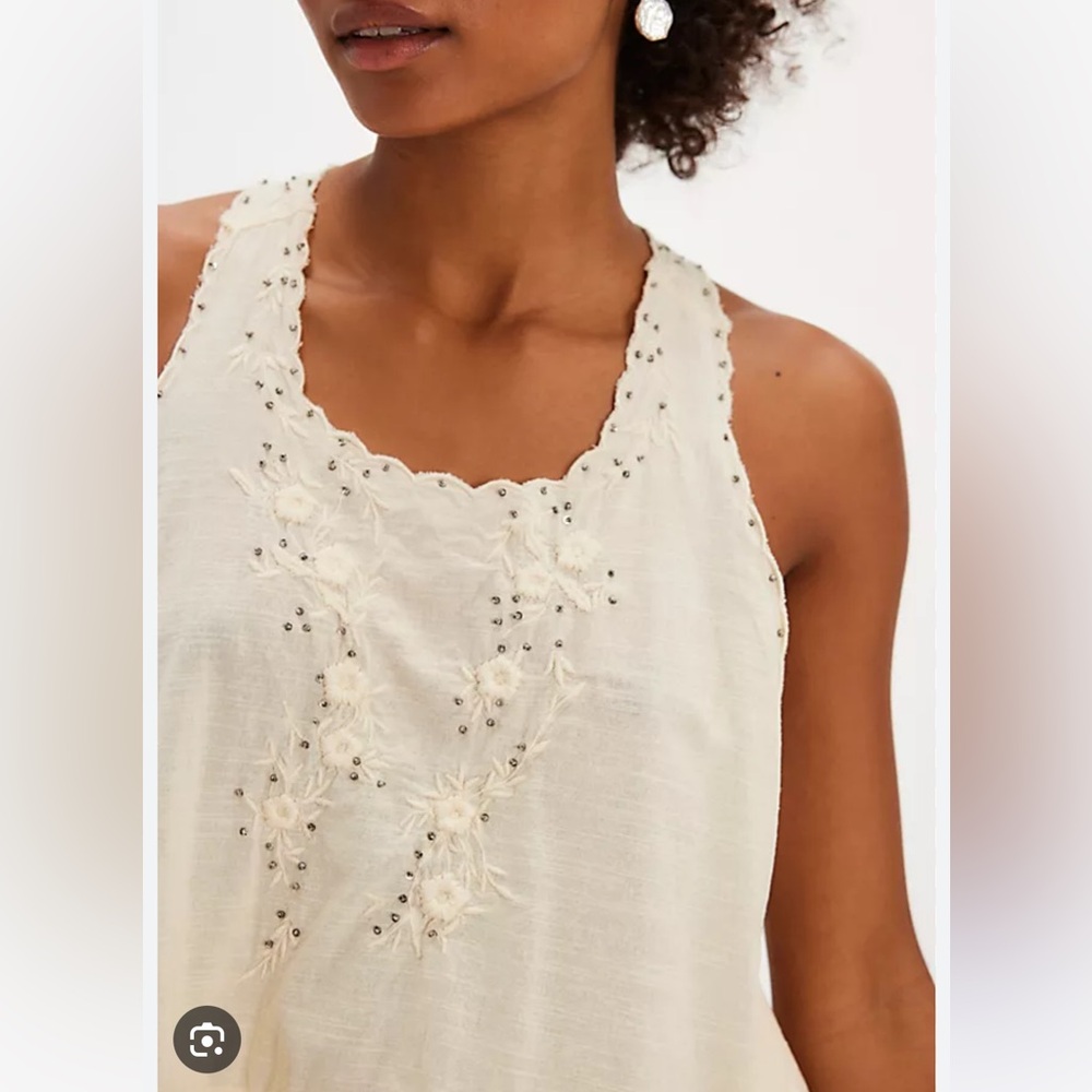 Free People Sunset Treasure Embroidered Beaded Lace Coverup Tunic Top XS